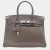 Hermes Brown Epsom Leather Palladium Hardware Birkin 30 Bag For Women -Deals Hermes Store luxury women hermes used handbags p675605 001