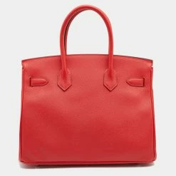 Hermes Hermès Geranium Epsom Leather Palladium Finish Birkin 30 Bag For Women -Deals Hermes Store luxury women hermes used handbags p676834 021