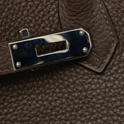 Hermes Chocolat Taurillon Clemence Leather Palladium Finish Birkin 30 Bag For Women -Deals Hermes Store luxury women hermes used handbags p677241 005