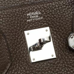 Hermes Chocolat Taurillon Clemence Leather Palladium Finish Birkin 30 Bag For Women -Deals Hermes Store luxury women hermes used handbags p677241 006