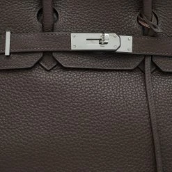 Hermes Chocolat Taurillon Clemence Leather Palladium Finish Birkin 30 Bag For Women -Deals Hermes Store luxury women hermes used handbags p677241 021