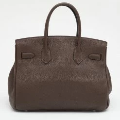 Hermes Chocolat Taurillon Clemence Leather Palladium Finish Birkin 30 Bag For Women -Deals Hermes Store luxury women hermes used handbags p677241 023