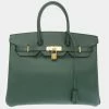 Hermes Birkin 35 Ardenne Veil â¡ A Engraved Handbag Bag Green 0011 HERMES Men's For Women -Deals Hermes Store luxury women hermes used handbags p677317 002