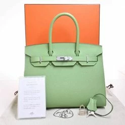Hermes Epson Birkin 30 Serie Handbag Pastel Green For Women 13 Hermes Epson Birkin 30 Serie Handbag Pastel Green For Women -Deals Hermes Store luxury women hermes used handbags p677328 004