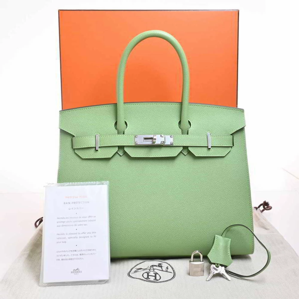 Hermes Epson Birkin 30 Serie Handbag Pastel Green For Women 7 Hermes Epson Birkin 30 Serie Handbag Pastel Green For Women - Image 5