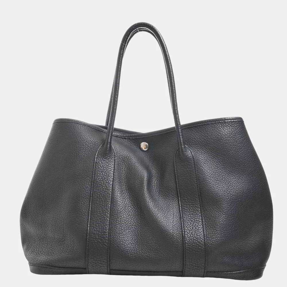 Hermes Taurillon Clemence Garden PM Tote Bag Black For Women 4 Hermes Taurillon Clemence Garden PM Tote Bag Black For Women - Image 2