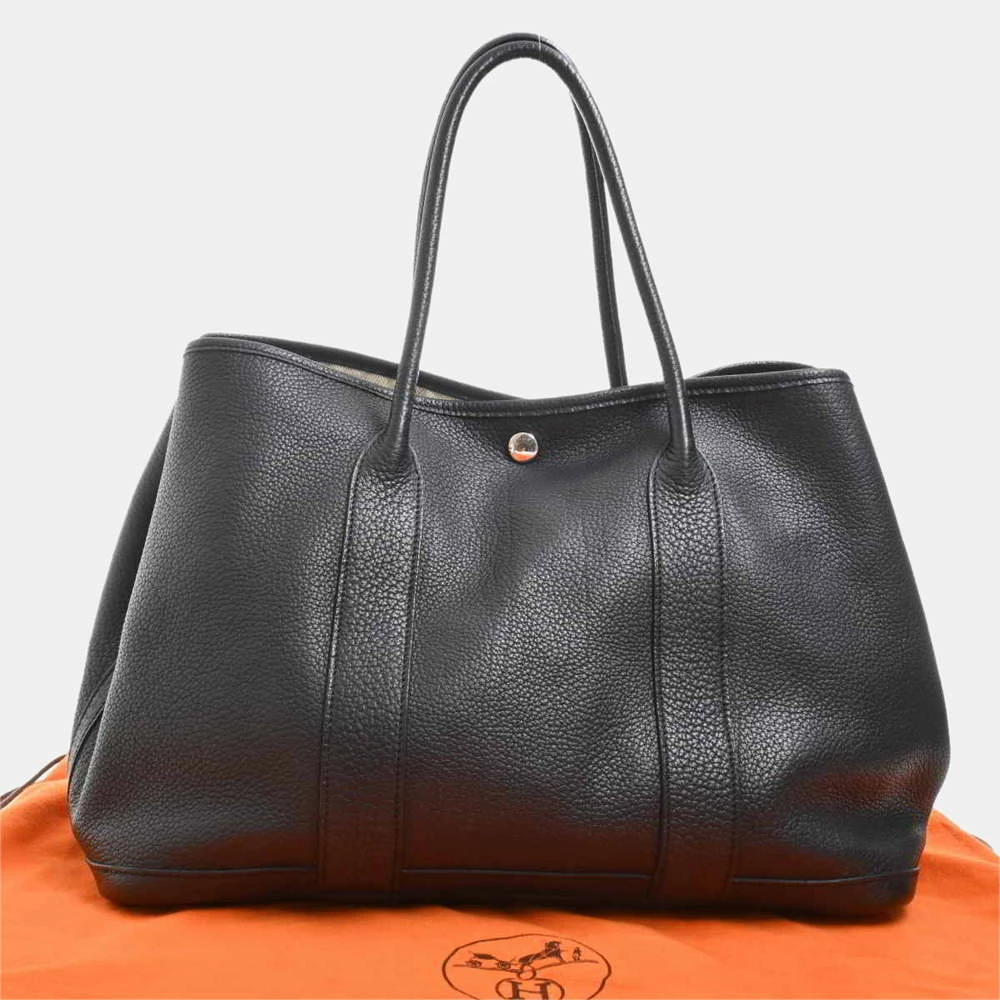 Hermes Taurillon Clemence Garden PM Tote Bag Black For Women 7 Hermes Taurillon Clemence Garden PM Tote Bag Black For Women - Image 5