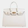 Hermes Vaux Epson Birkin 25 Serie Handbag Ivory For Women
