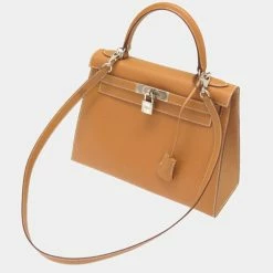 Hermes Kelly 28 Outer Stitch Vaux Chamonix Natural â¡ J Engraved Handbag Bag Brown 0022 HERMES For Women -Deals Hermes Store luxury women hermes used handbags p677335 001