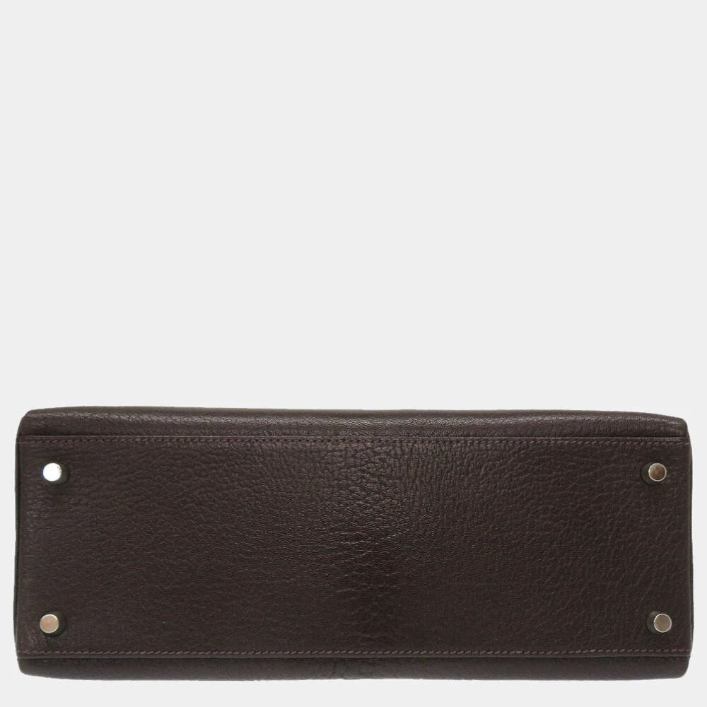 Hermes Kelly 32 Inner Stitch Goat Coromandel Ebene New Metal Fittings V â¡ F Engraved Handbag Bag Brown 0018 HERMES For Women 6 Hermes Kelly 32 Inner Stitch Goat Coromandel Ebene New Metal Fittings V â¡ F Engraved Handbag Bag Brown 0018 HERMES For Women - Image 4