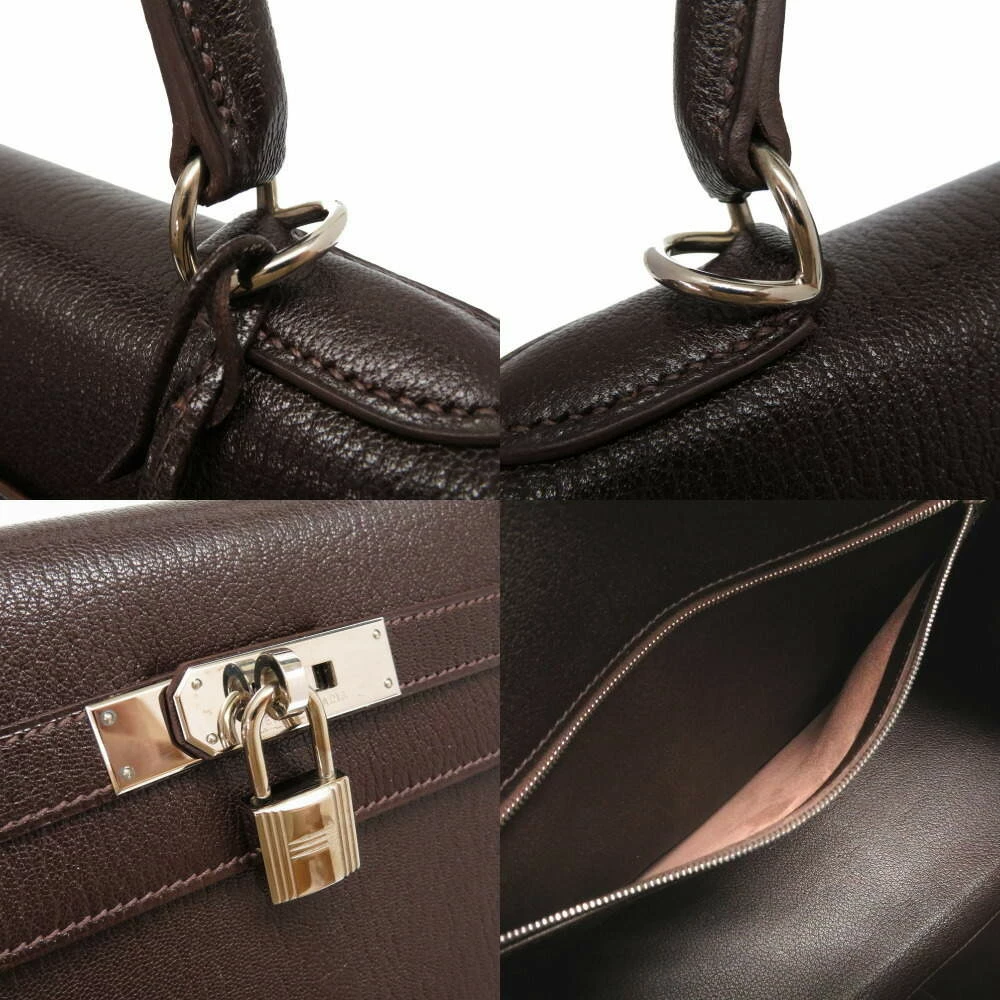 Hermes Kelly 32 Inner Stitch Goat Coromandel Ebene New Metal Fittings V â¡ F Engraved Handbag Bag Brown 0018 HERMES For Women 9 Hermes Kelly 32 Inner Stitch Goat Coromandel Ebene New Metal Fittings V â¡ F Engraved Handbag Bag Brown 0018 HERMES For Women - Image 7