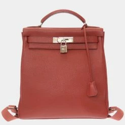 Hermes Kelly Ad GM Togo Brick â¡ E Engraved Rucksack Bag Brown 0051 HERMES For Women