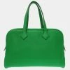 Hermes Victoria 35 Taurillon Clemence Bamboo X Engraved (Made In 2016) Handbag Bag Green 0063 HERMES For Women -Deals Hermes Store luxury women hermes used handbags p677347 002