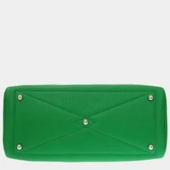 Hermes Victoria 35 Taurillon Clemence Bamboo X Engraved (Made In 2016) Handbag Bag Green 0063 HERMES For Women -Deals Hermes Store luxury women hermes used handbags p677347 003