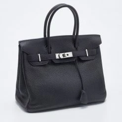 Hermes Black Togo Leather Palladium Finished Birkin 30 Bag For Women -Deals Hermes Store luxury women hermes used handbags p677478 016