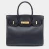Hermes Black Epsom Leather Gold Finished Birkin 30 Bag For Women -Deals Hermes Store luxury women hermes used handbags p677480 001