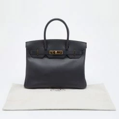 Hermes Black Epsom Leather Gold Finished Birkin 30 Bag For Women -Deals Hermes Store luxury women hermes used handbags p677480 019