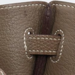 Hermes Hermès Etoupe Togo Leather Palladium Finished Birkin 25 Bag For Women -Deals Hermes Store luxury women hermes used handbags p677485 004