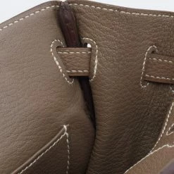 Hermes Hermès Etoupe Togo Leather Palladium Finished Birkin 25 Bag For Women -Deals Hermes Store luxury women hermes used handbags p677485 005