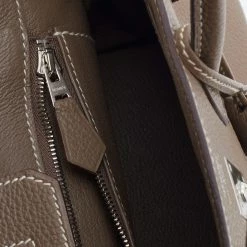 Hermes Hermès Etoupe Togo Leather Palladium Finished Birkin 25 Bag For Women -Deals Hermes Store luxury women hermes used handbags p677485 010