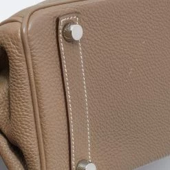 Hermes Hermès Etoupe Togo Leather Palladium Finished Birkin 25 Bag For Women -Deals Hermes Store luxury women hermes used handbags p677485 014