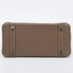 Hermes Hermès Etoupe Togo Leather Palladium Finished Birkin 25 Bag For Women -Deals Hermes Store luxury women hermes used handbags p677485 016