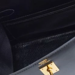 Hermes Black Box Calf Leather Mini Kelly Sellier Shoulder Bag For Women -Deals Hermes Store luxury women hermes used handbags p677487 002