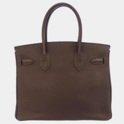Hermes Brown/Chocolate Togo Leather Palladium Hardware Birkin 30 Bag For Women -Deals Hermes Store luxury women hermes used handbags p677515 010