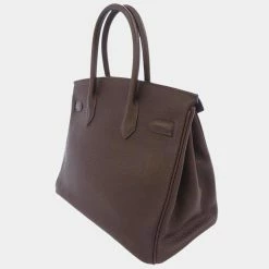 Hermes Brown/Chocolate Togo Leather Palladium Hardware Birkin 30 Bag For Women -Deals Hermes Store luxury women hermes used handbags p677515 013