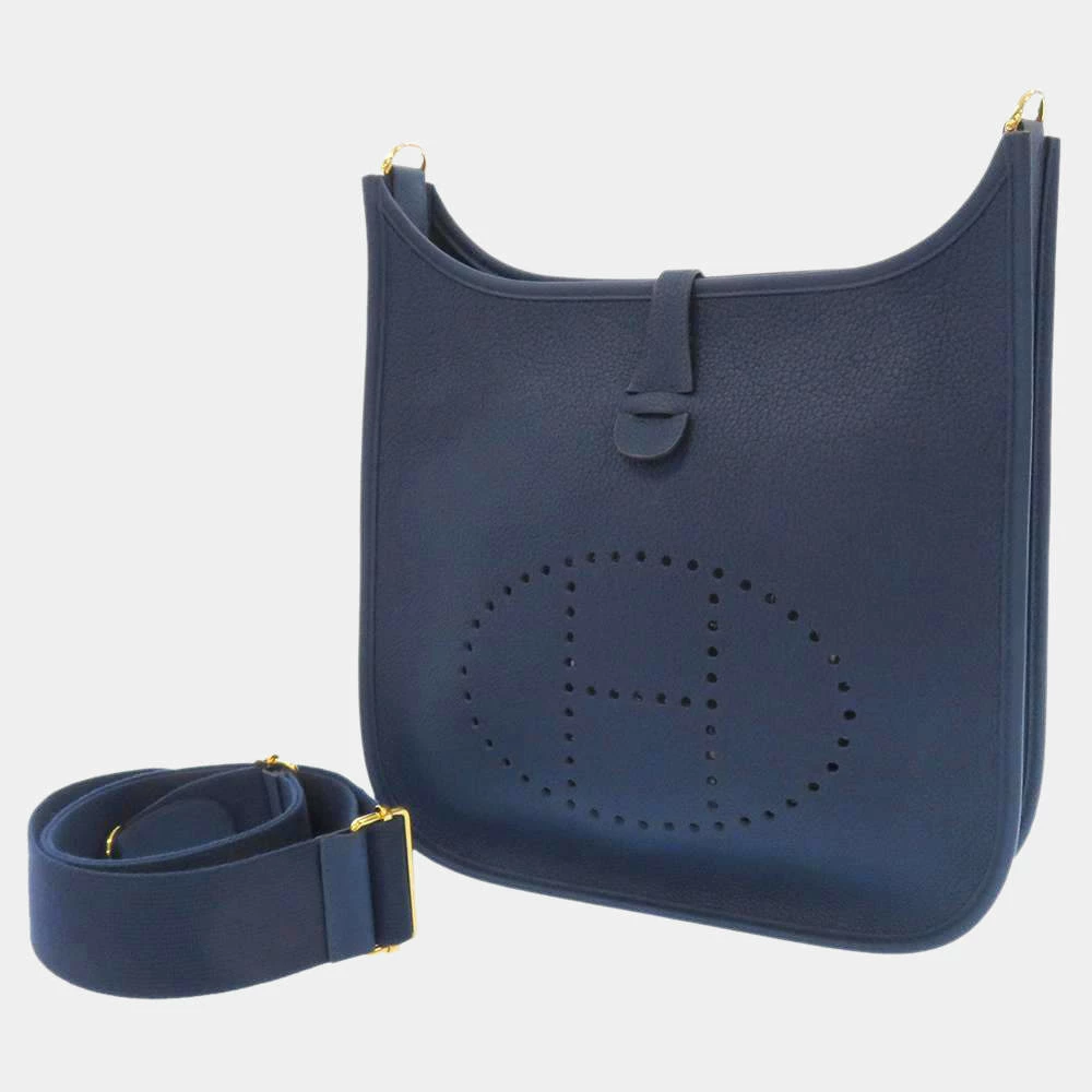 Hermes Blue Clemence Leather Evelyne III PM Shoulder Bag For Women 3 Hermes Blue Clemence Leather Evelyne III PM Shoulder Bag For Women