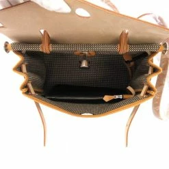 Hermes Black/Gold Leather Toile Herbag Zip 31 Shoulder Bag For Women -Deals Hermes Store luxury women hermes used handbags p677531 001