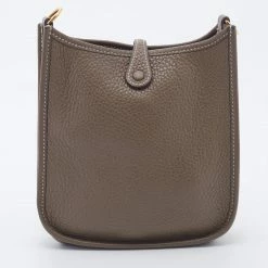 Hermes Etoupe Clemence Leather Evelyne TPM Bag For Women -Deals Hermes Store luxury women hermes used handbags p677913 006