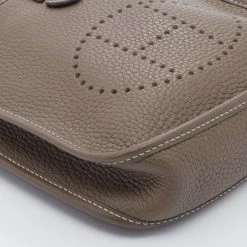 Hermes Etoupe Clemence Leather Evelyne TPM Bag For Women -Deals Hermes Store luxury women hermes used handbags p677913 009