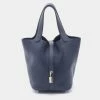 Hermes Bleu Nuit/Bleu Encre Togo Leather Picotin Lock 18 Bag For Women -Deals Hermes Store luxury women hermes used handbags p677930 003