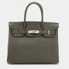Hermes Etain Togo Leather Palladium Plated Birkin 30 Bag For Women -Deals Hermes Store luxury women hermes used handbags p677937 009