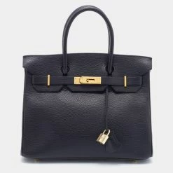 Hermes Hermès Black Togo Leather Gold Hardware Birkin 30 Bag For Women
