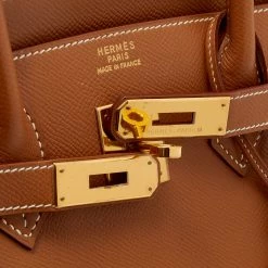 Hermes Gold Epsom Leather Gold Hardware Birkin 30 Bag For Women -Deals Hermes Store luxury women hermes used handbags p677991 007
