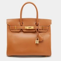 Hermes Gold Epsom Leather Gold Hardware Birkin 30 Bag For Women