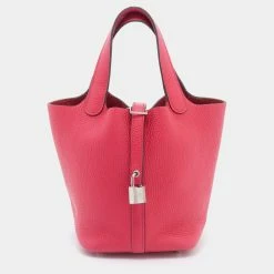 Hermes Hermès Rose Extreme Togo Leather Picotin Lock 18 Bag For Women