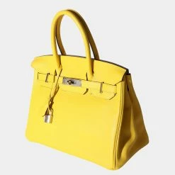 Hermes Jaune De Naples Novillo Birkin 30 PHW For Women -Deals Hermes Store luxury women hermes used handbags p678034 012