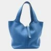 Hermes Blue Taurillon Clemence Leather Picotin MM Tote Bag For Women -Deals Hermes Store luxury women hermes used handbags p678864 001