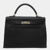 Hermes Black Togo Leather Palladium Hardware Kelly 32 Bag For Women