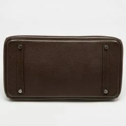 Hermes Cacao Clemence Leather Palladium Finish Birkin 35 Bag For Women -Deals Hermes Store luxury women hermes used handbags p679368 016