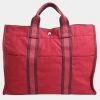 Hermes Cotton Fool Toe MM Tote Bag Red For Women