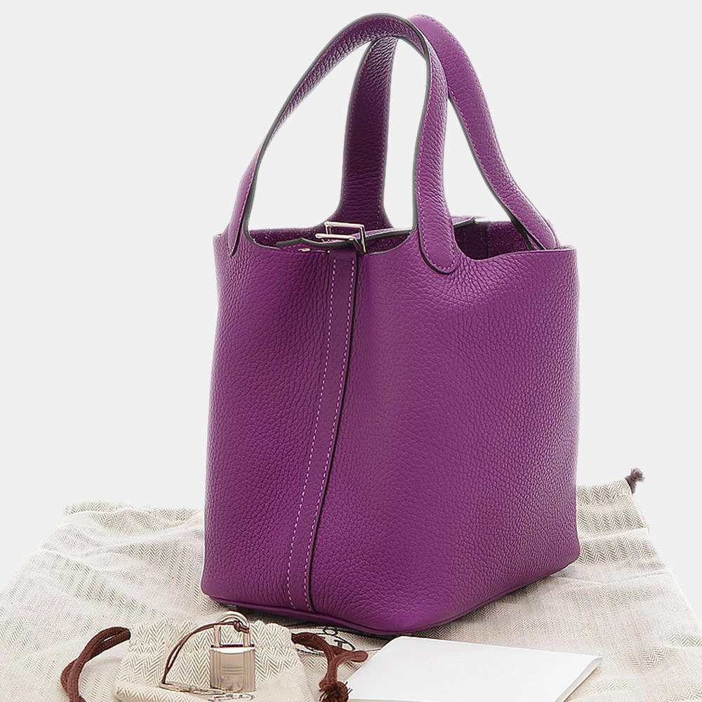 Hermes Picotan Lock PM Taurillon Clemence Anemone Z Engraved Handbag For Women 6 Hermes Picotan Lock PM Taurillon Clemence Anemone Z Engraved Handbag For Women - Image 4