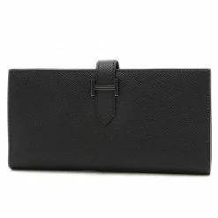 Hermes Bearnsfre Long Wallet Monochrome Saw Black Epson Z Engraved For Women -Deals Hermes Store luxury women hermes used handbags p679790 005