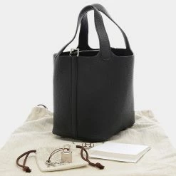 Hermes Picotan Lock PM 18 Taurillon Clemence Black U Engraved Handbag For Women -Deals Hermes Store luxury women hermes used handbags p679794 006