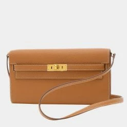 Hermes Kelly Long To Go Epson Gold Z Engraved Shoulder Bag For Women