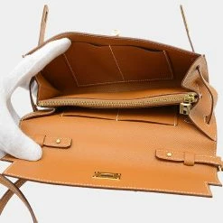 Hermes Kelly Long To Go Epson Gold Z Engraved Shoulder Bag For Women -Deals Hermes Store luxury women hermes used handbags p679797 003