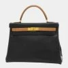 Hermes Kelly 32 Inner Stitch Ardennes Chamony Black Natural Z Engraved Handbag For Women -Deals Hermes Store luxury women hermes used handbags p679808 002